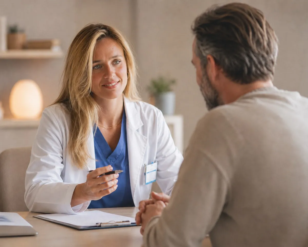 Executive Health physician reviewing patient results